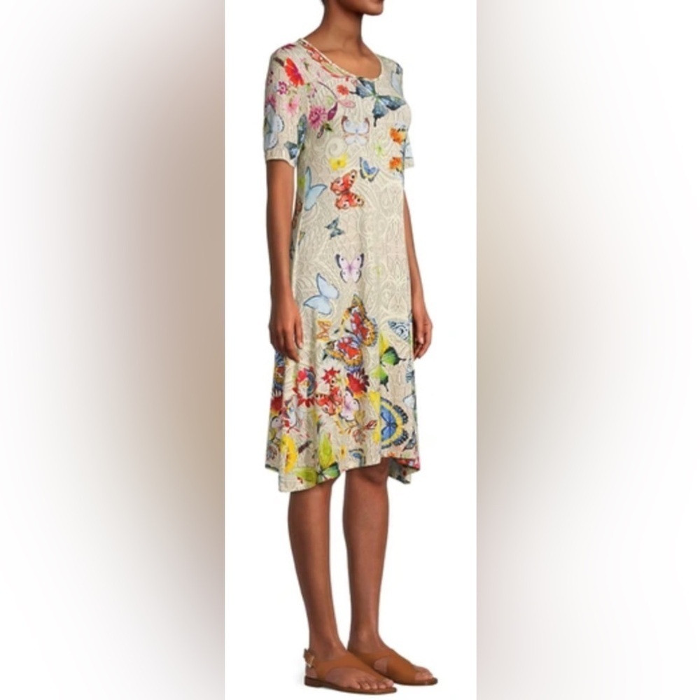 Johnny Was Mitchi Swing Bamboo Dress Boho Butterfly Print Large - Picture 1 of 7